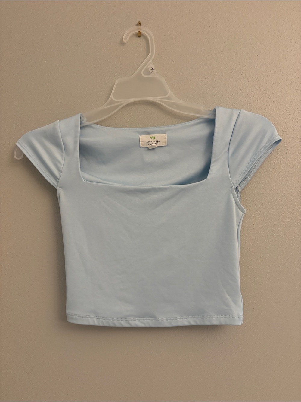 Live in the Moment Light Blue Square Neck Crop Top XS